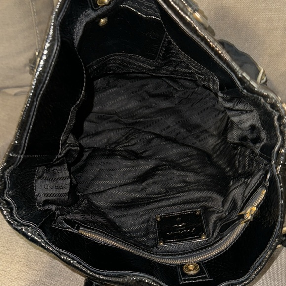 PRADA BLACK TESUTO NYLON/ PATENT LEATHER Handbag - Picture 10 of 12